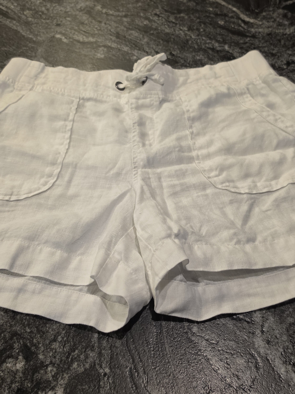 Athleta White Lightweight Linen Drawstring Shorts